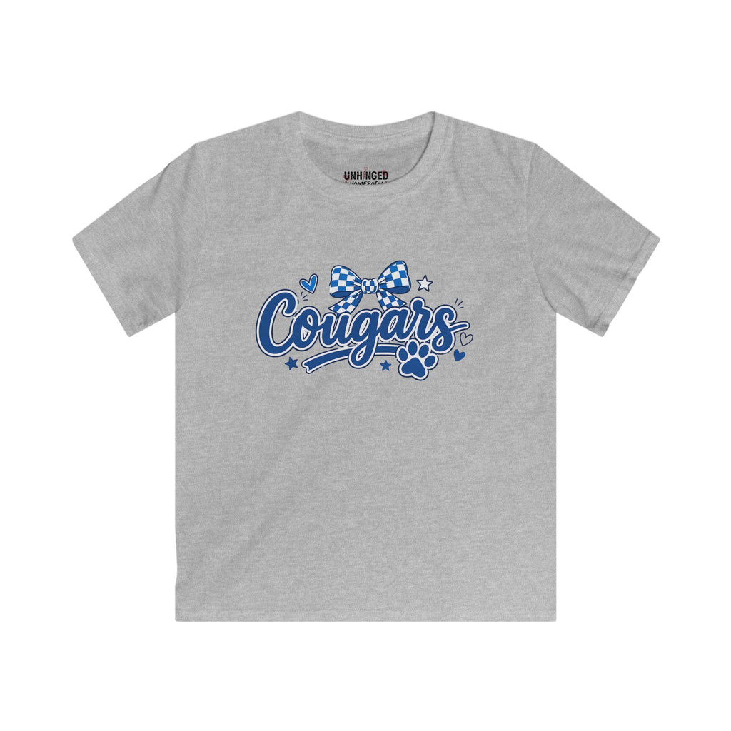 "Cougars" Paw & Bow Youth School Spirit Tee
