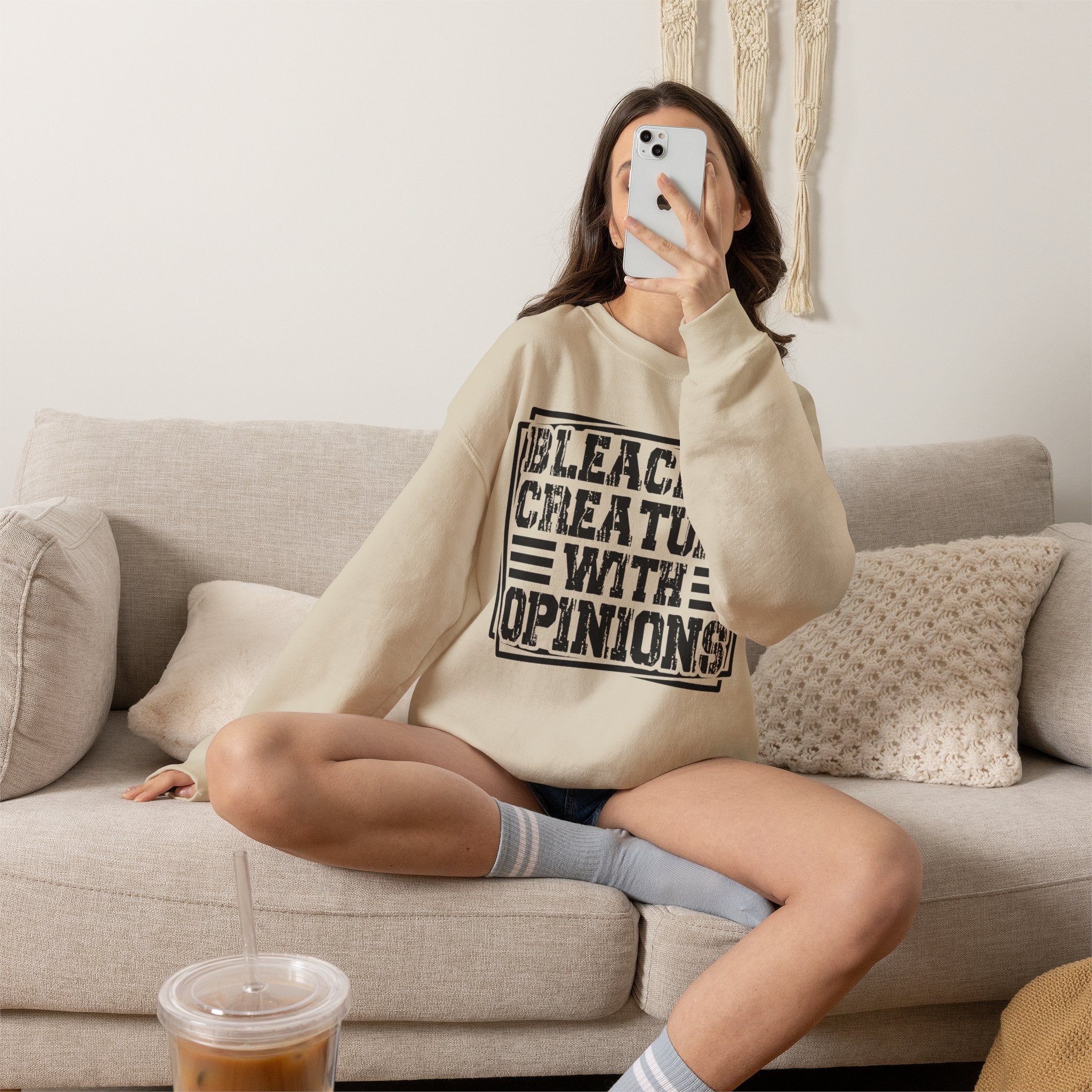 "Bleacher Creature With Opinions" Vintage-Style Crewneck