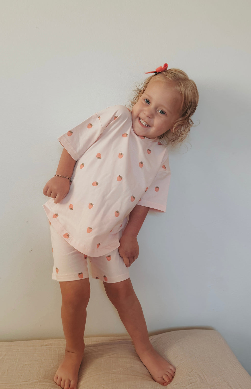 Organic Cotton Strawberry Print Shorts Set Toddler / Kids
