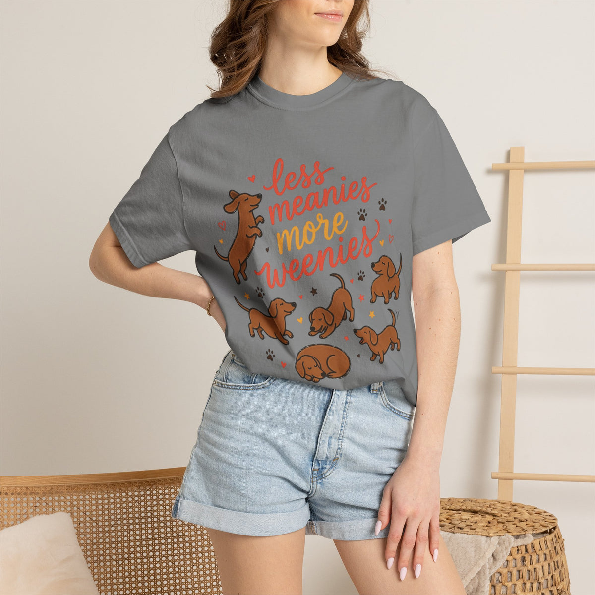 Less Meanies More Weenies Dachshund Graphic T-Shirt