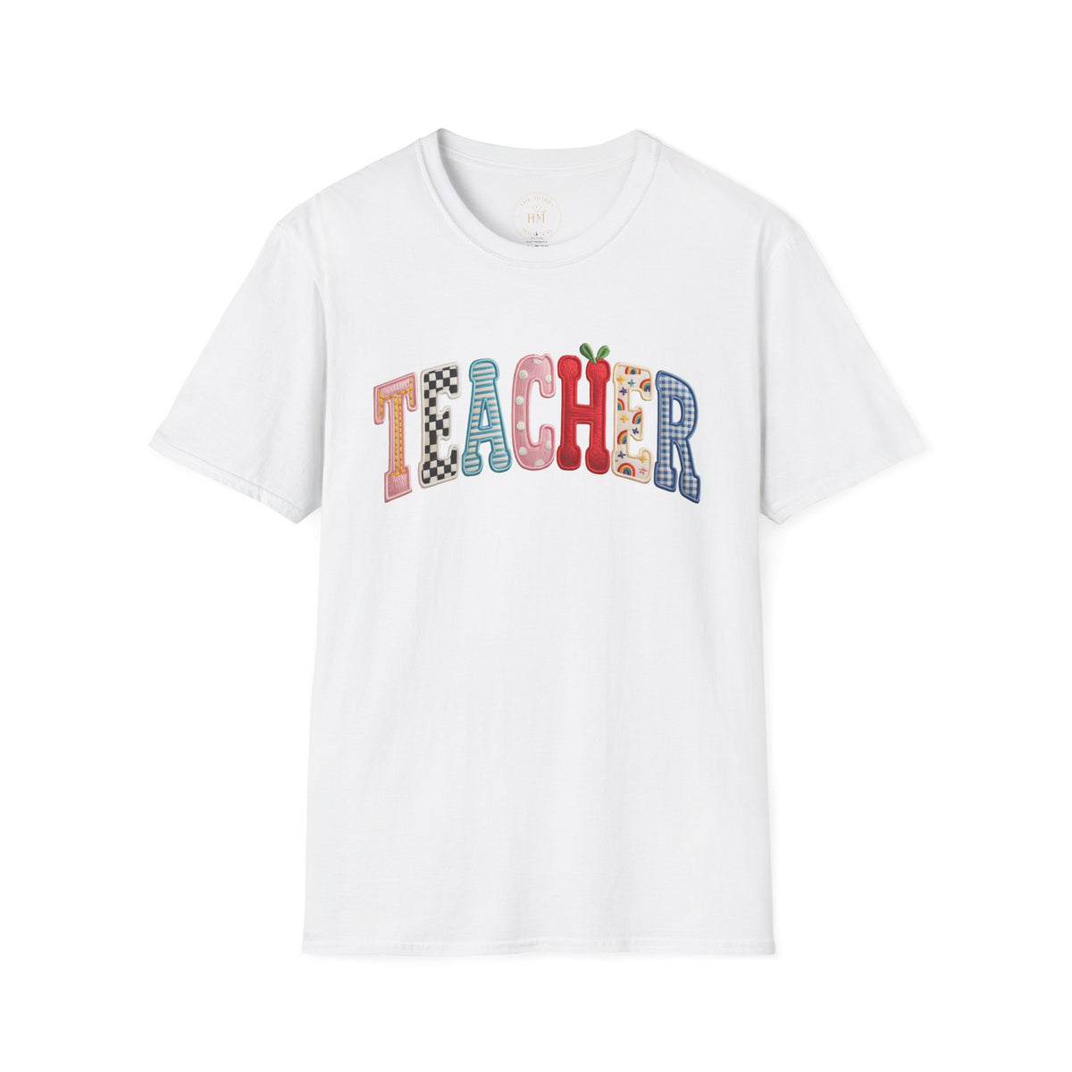 Teacher Colorful Patchwork Letters T-Shirt — Back to School Gift