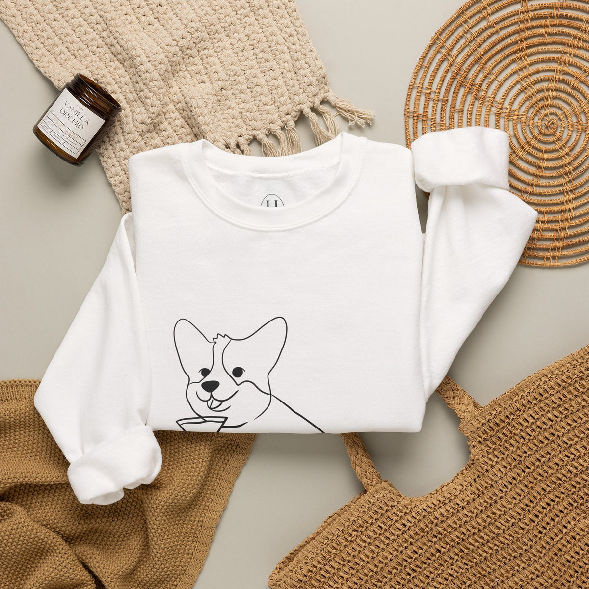 Corgi Cocktail Crewneck Sweatshirt