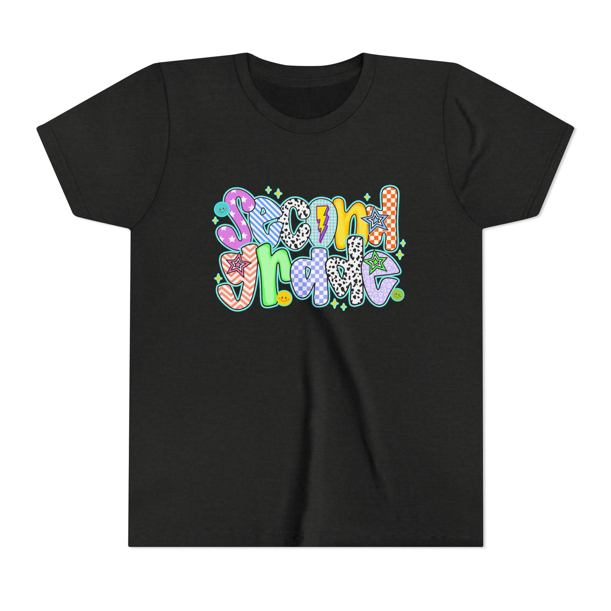 2nd Grade Back To School Doodle Font Youth Tee