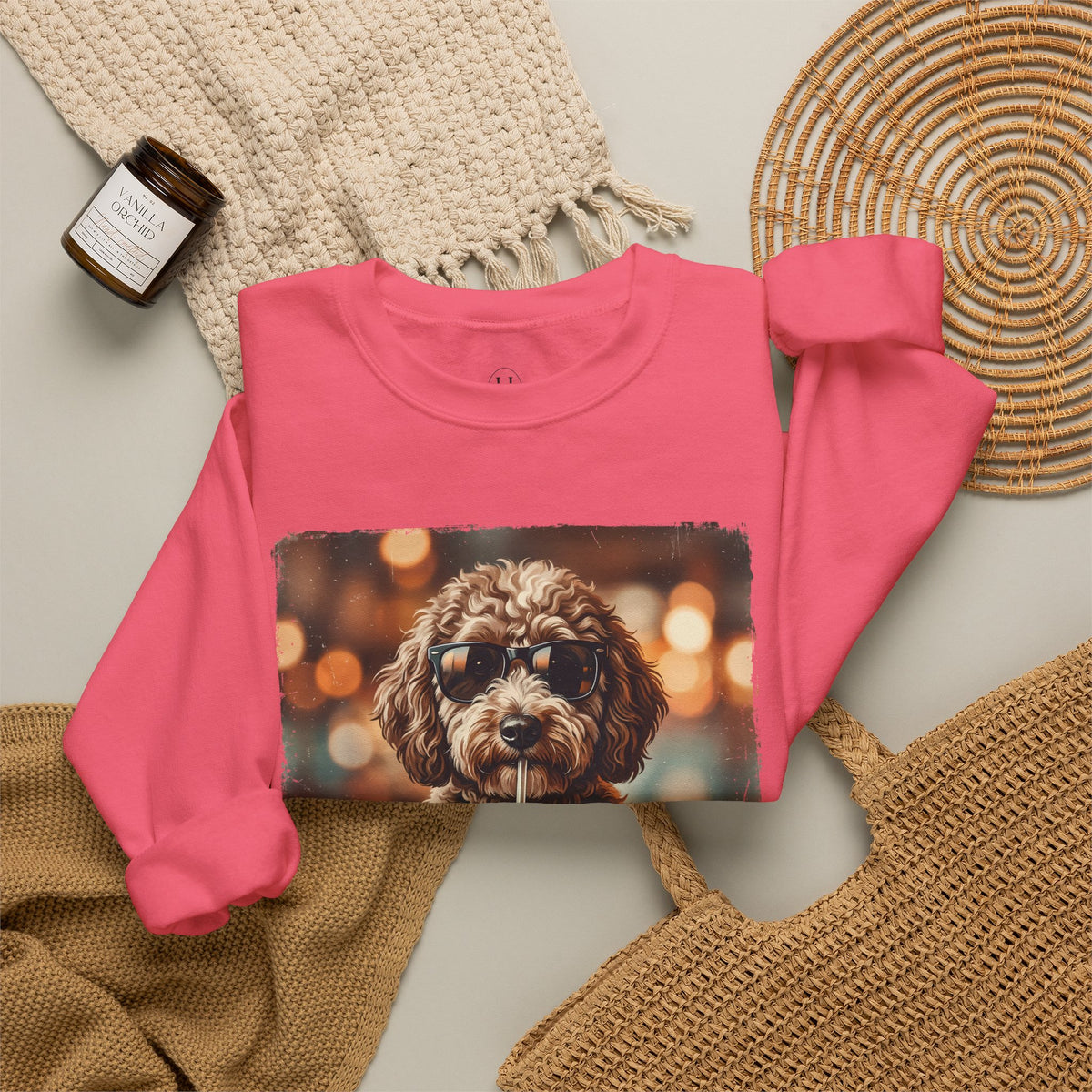 Dog Drinking Coffee Crewneck Sweatshirt  (Custom)
