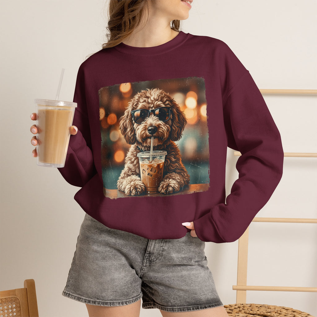 Dog Drinking Coffee Crewneck Sweatshirt  (Custom)