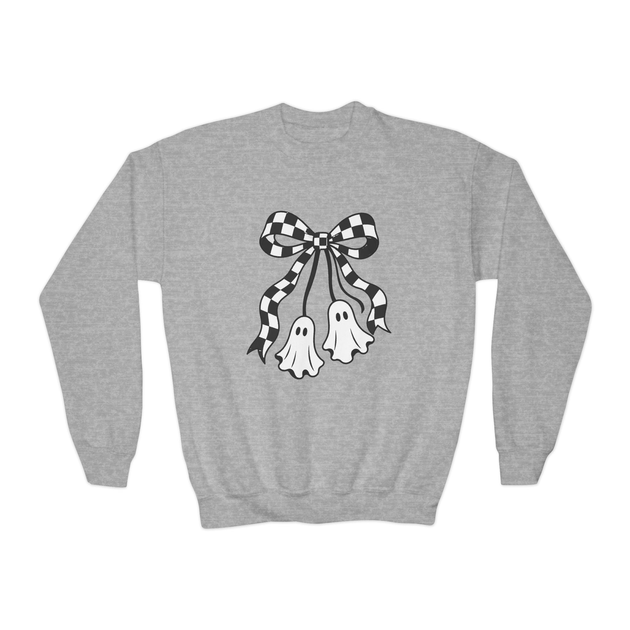 Checkered Bow Ghosts Halloween Kids Pullover