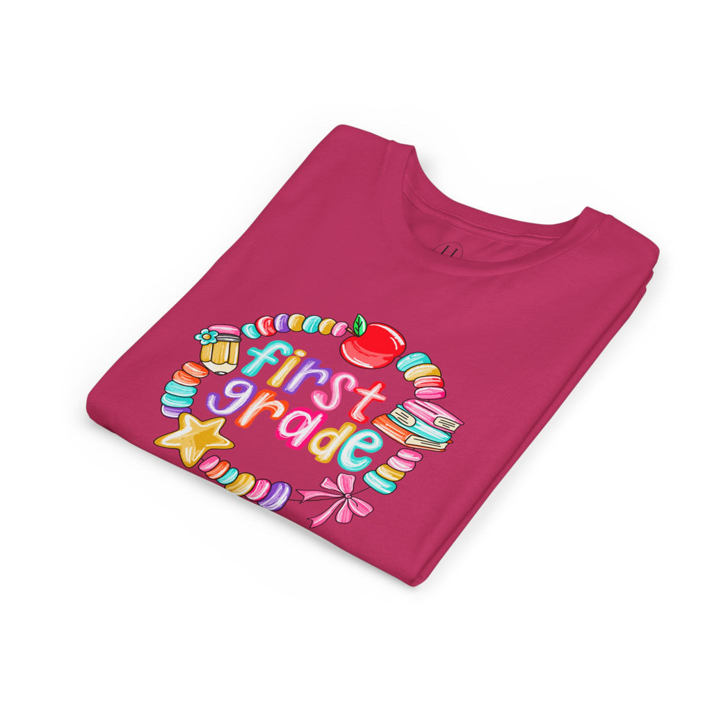 "First Grade" Colorful Back-to-School Shirt (Personalized Name Option)