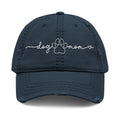 Embroidered "Dog Mom" Distressed Hat