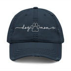 Embroidered "Dog Mom" Distressed Hat