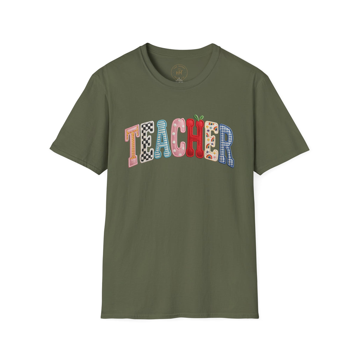 Teacher Colorful Patchwork Letters T-Shirt — Back to School Gift
