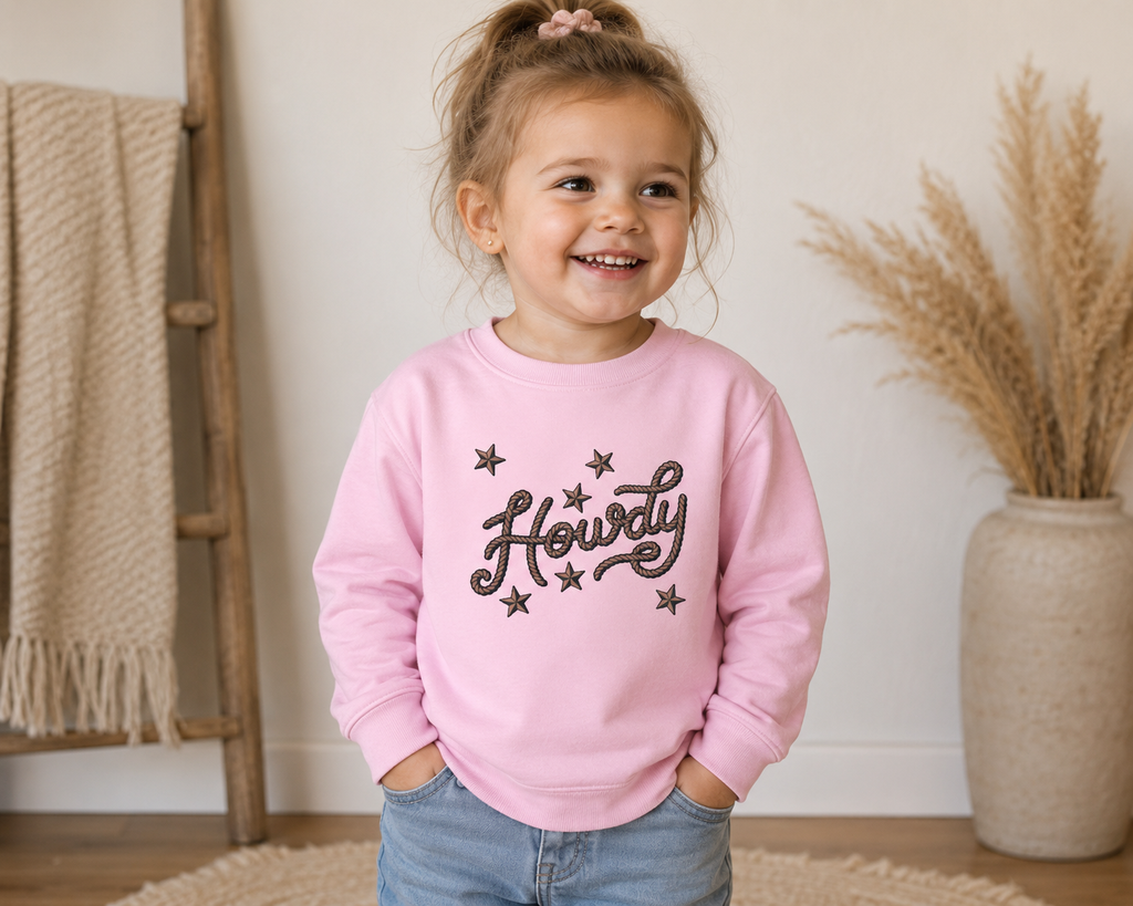 "Howdy" Stars Graphic Pullover for Kids