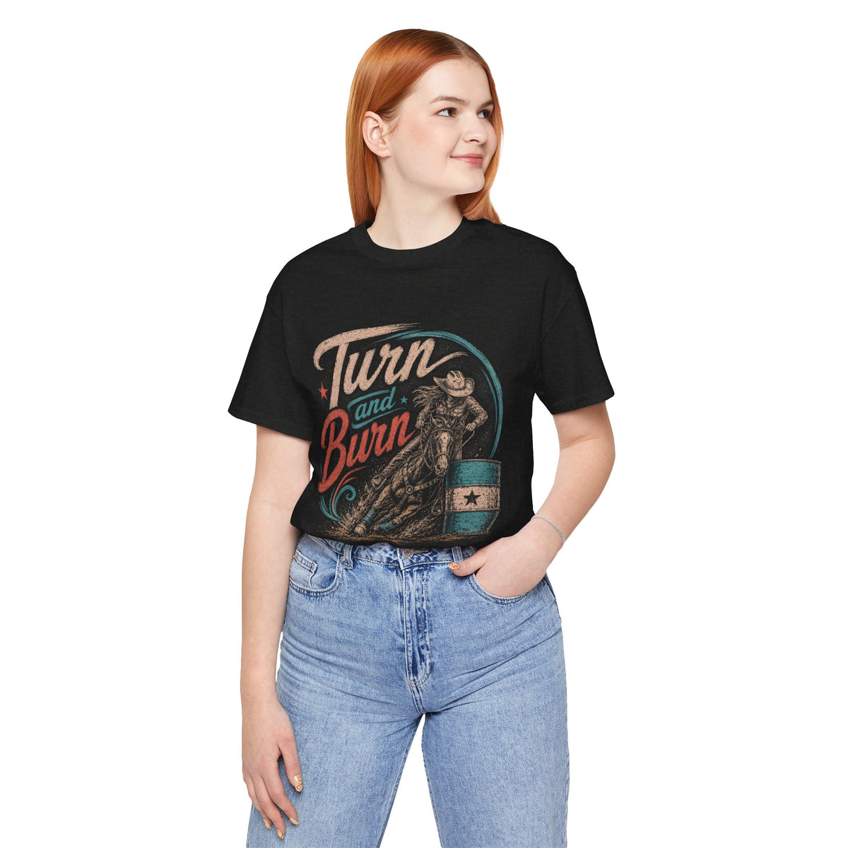 Turn and Burn  T‑Shirt — Vintage Barrel Racing Graphic Tee
