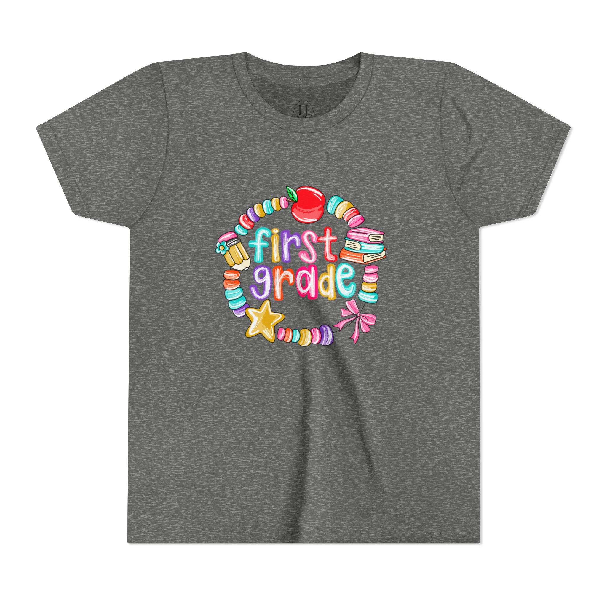 "First Grade" Colorful Back-to-School Shirt (Personalized Name Option)