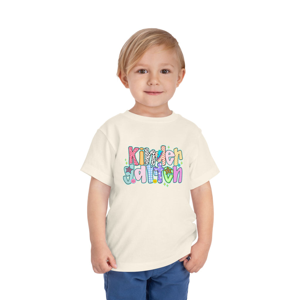 Kindergarten Back To School Doodle Script - Toddler Graphic T-shirt