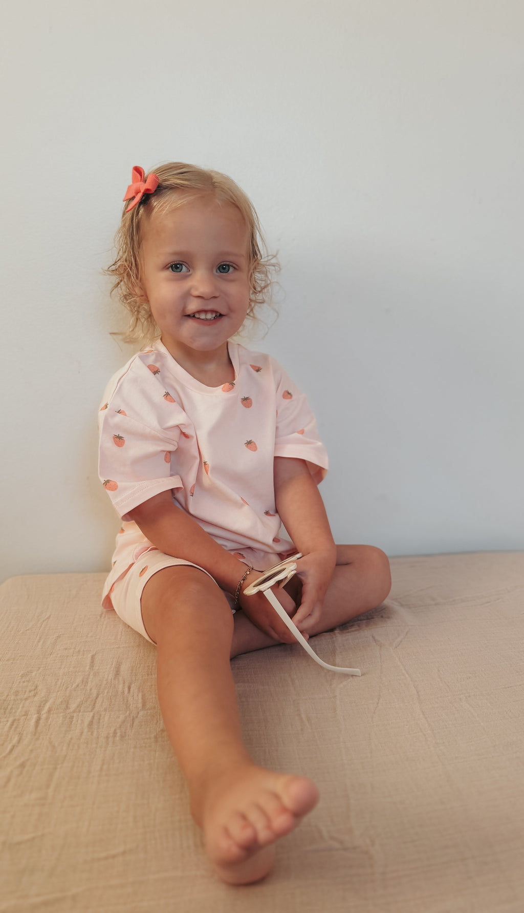 Organic Cotton Strawberry Print Shorts Set Toddler / Kids