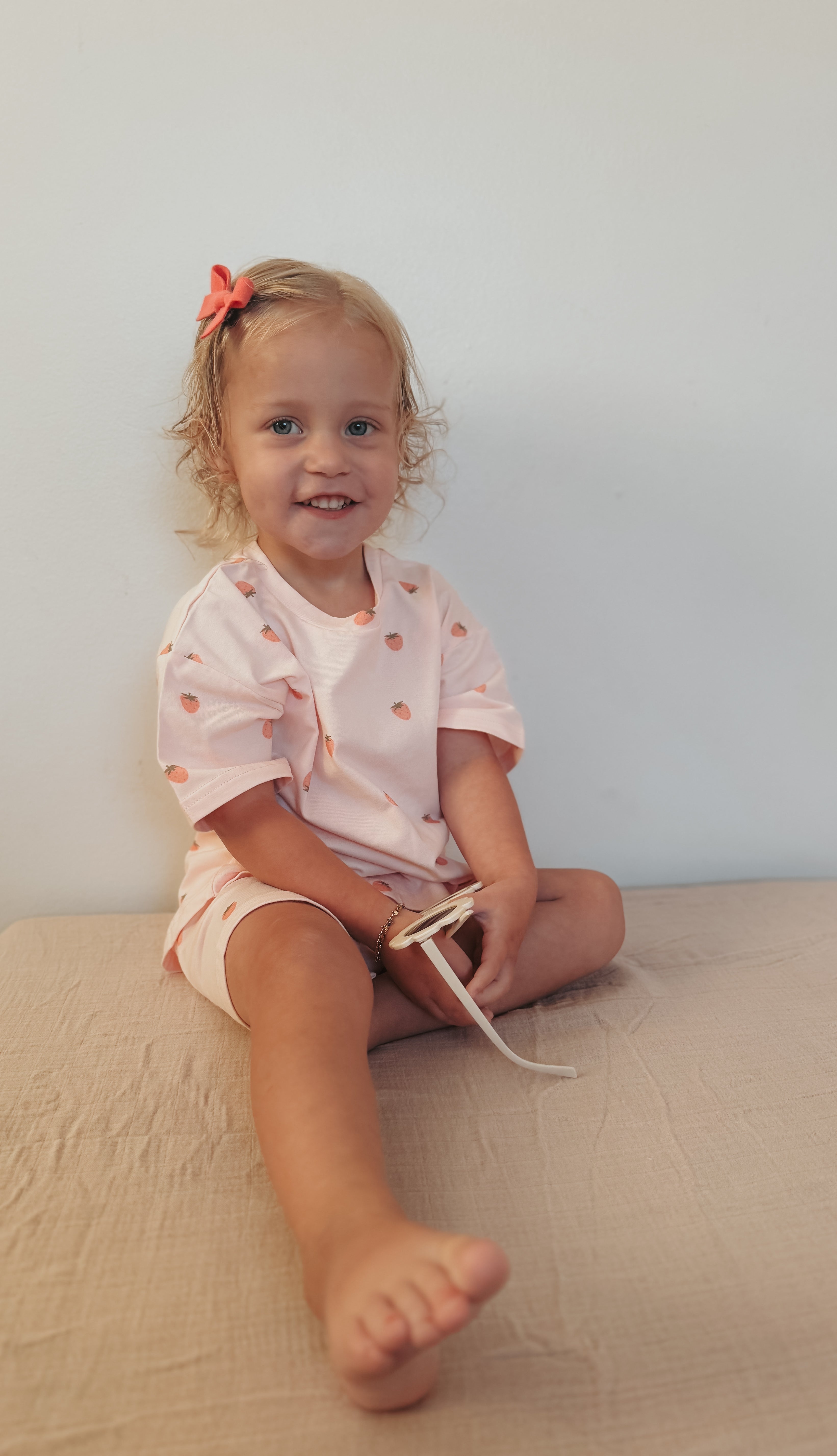 Organic Cotton Strawberry Print Shorts Set Toddler / Kids