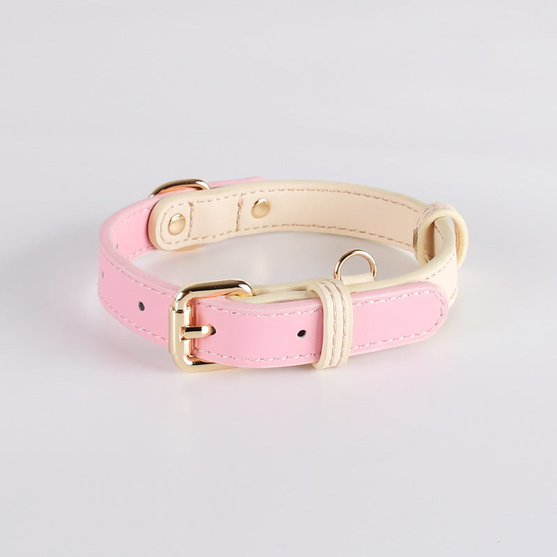 2-Tone Leather Dog Collar – Adjustable & Stylish