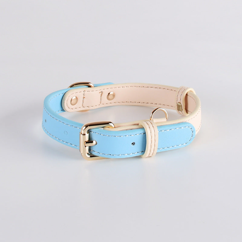 2-Tone Leather Dog Collar – Adjustable & Stylish