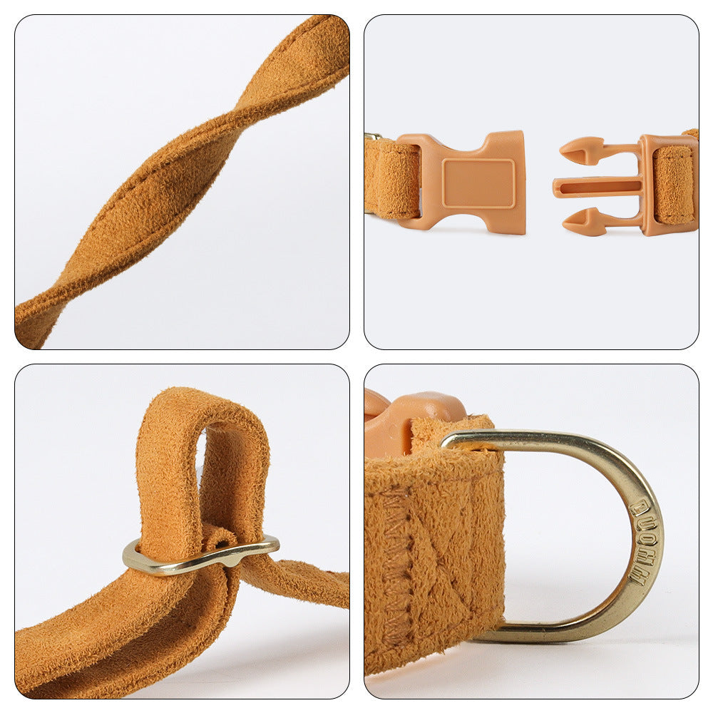 Suede Dog Collar with Buckle & D-Ring (Multiple Colors) + leash set
