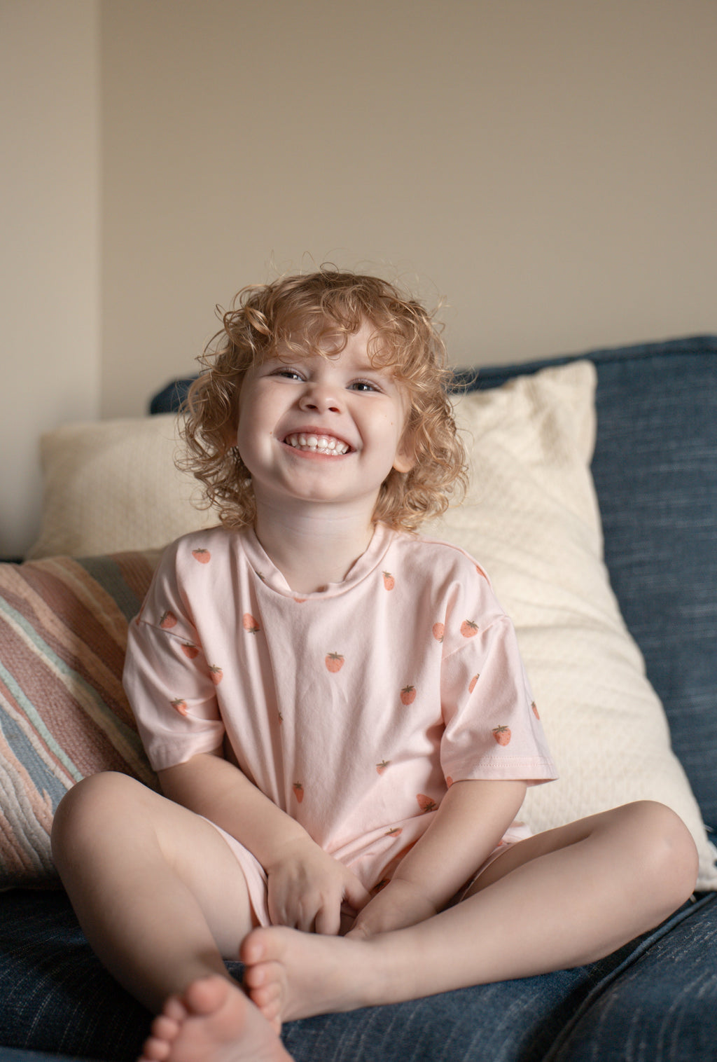 Organic Cotton Strawberry Print Shorts Set Toddler / Kids