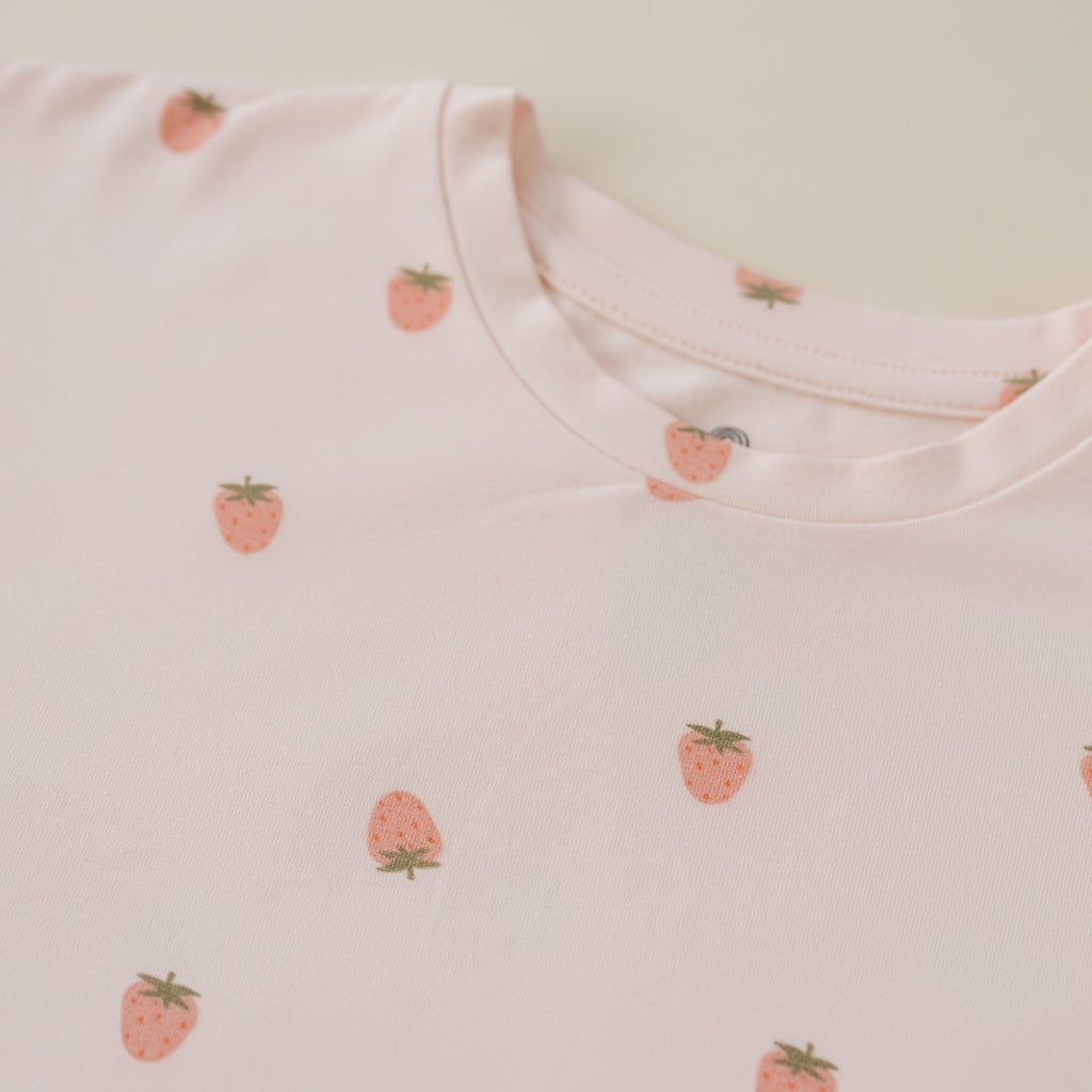 Organic Cotton Strawberry Print Shorts Set Toddler / Kids