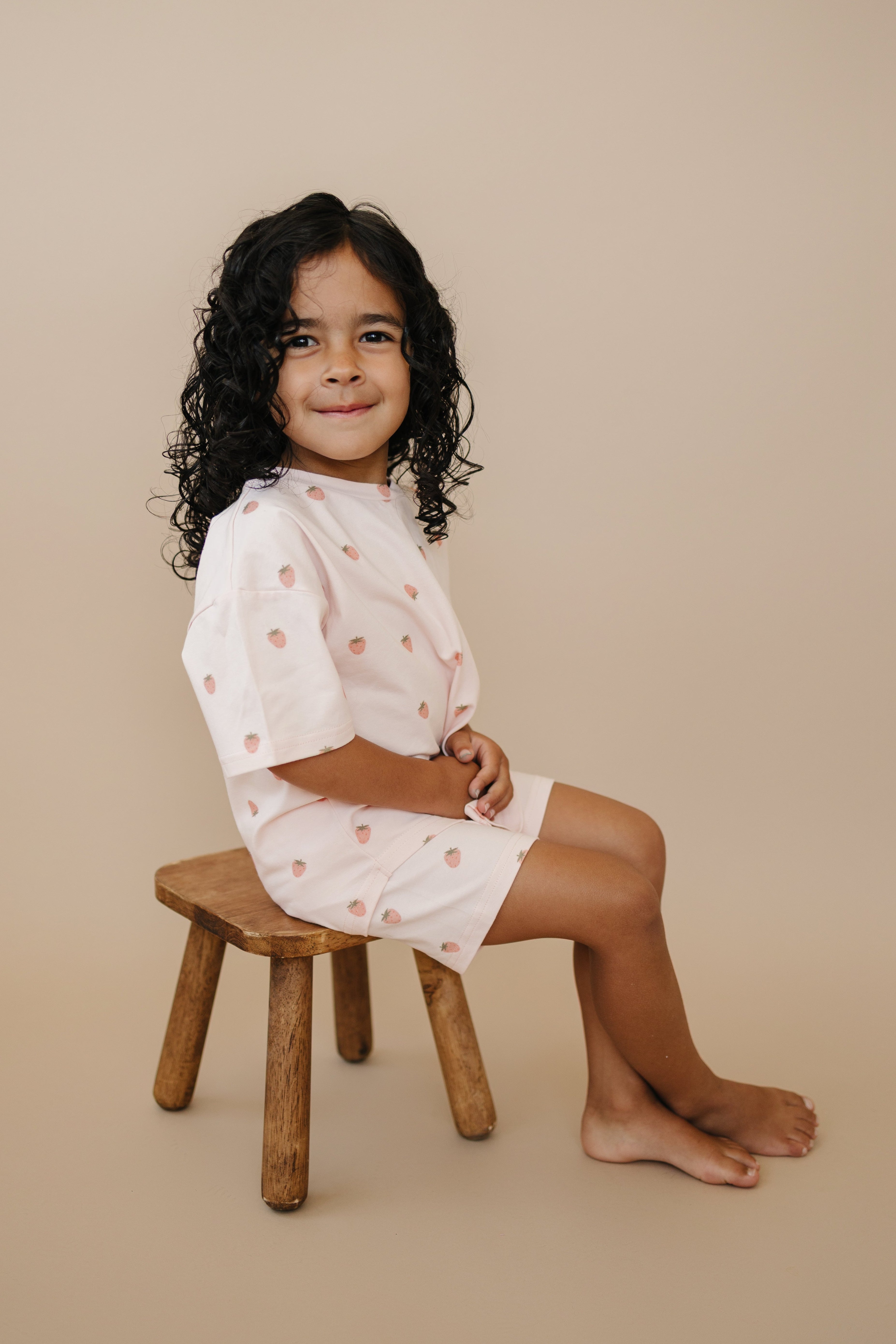 Organic Cotton Strawberry Print Shorts Set Toddler / Kids