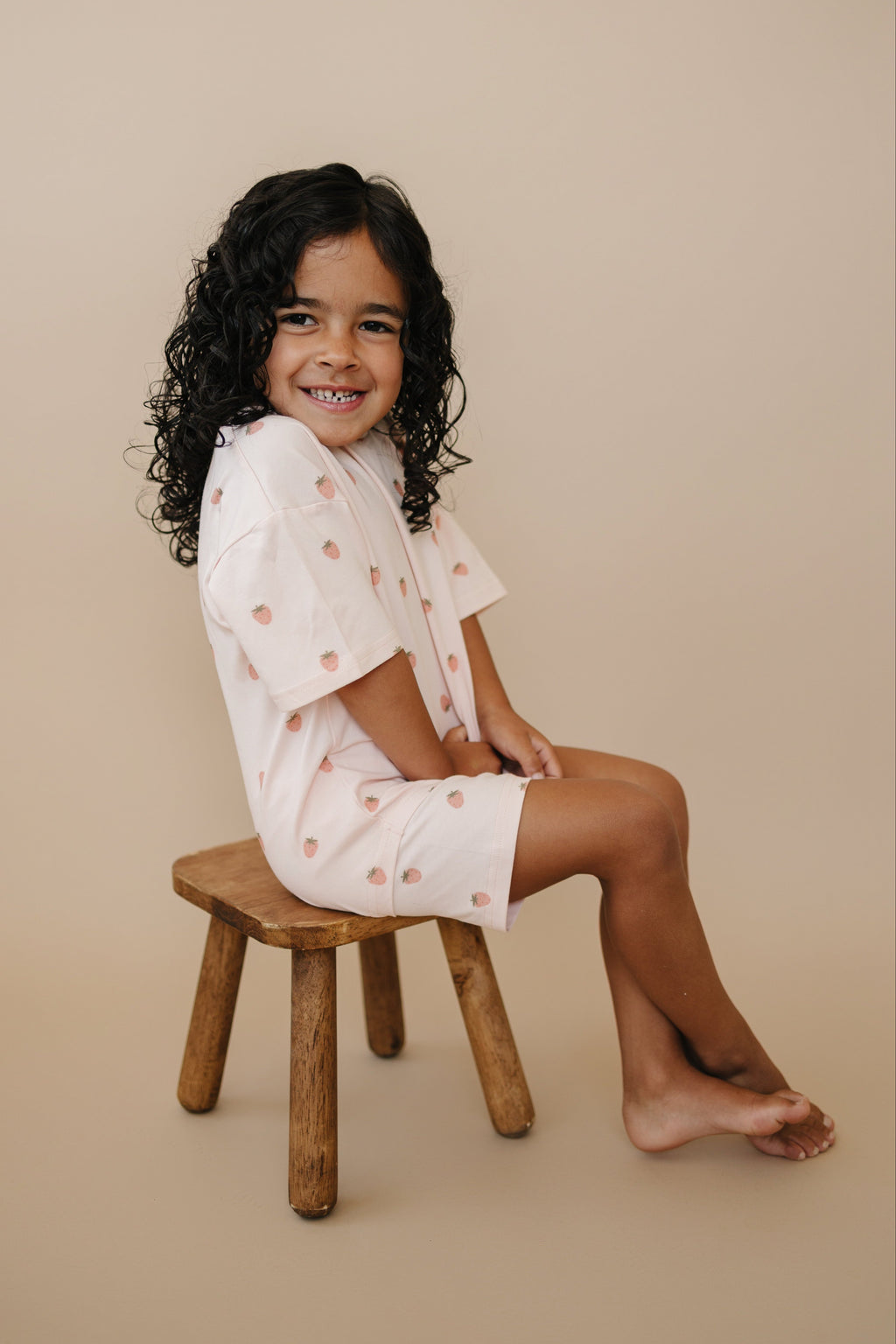 Organic Cotton Strawberry Print Shorts Set Toddler / Kids