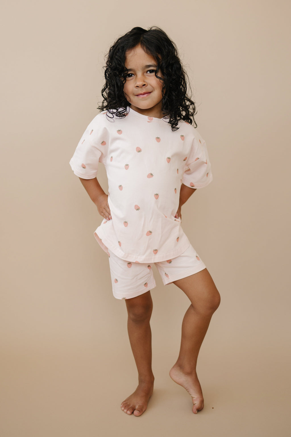 Organic Cotton Strawberry Print Shorts Set Toddler / Kids