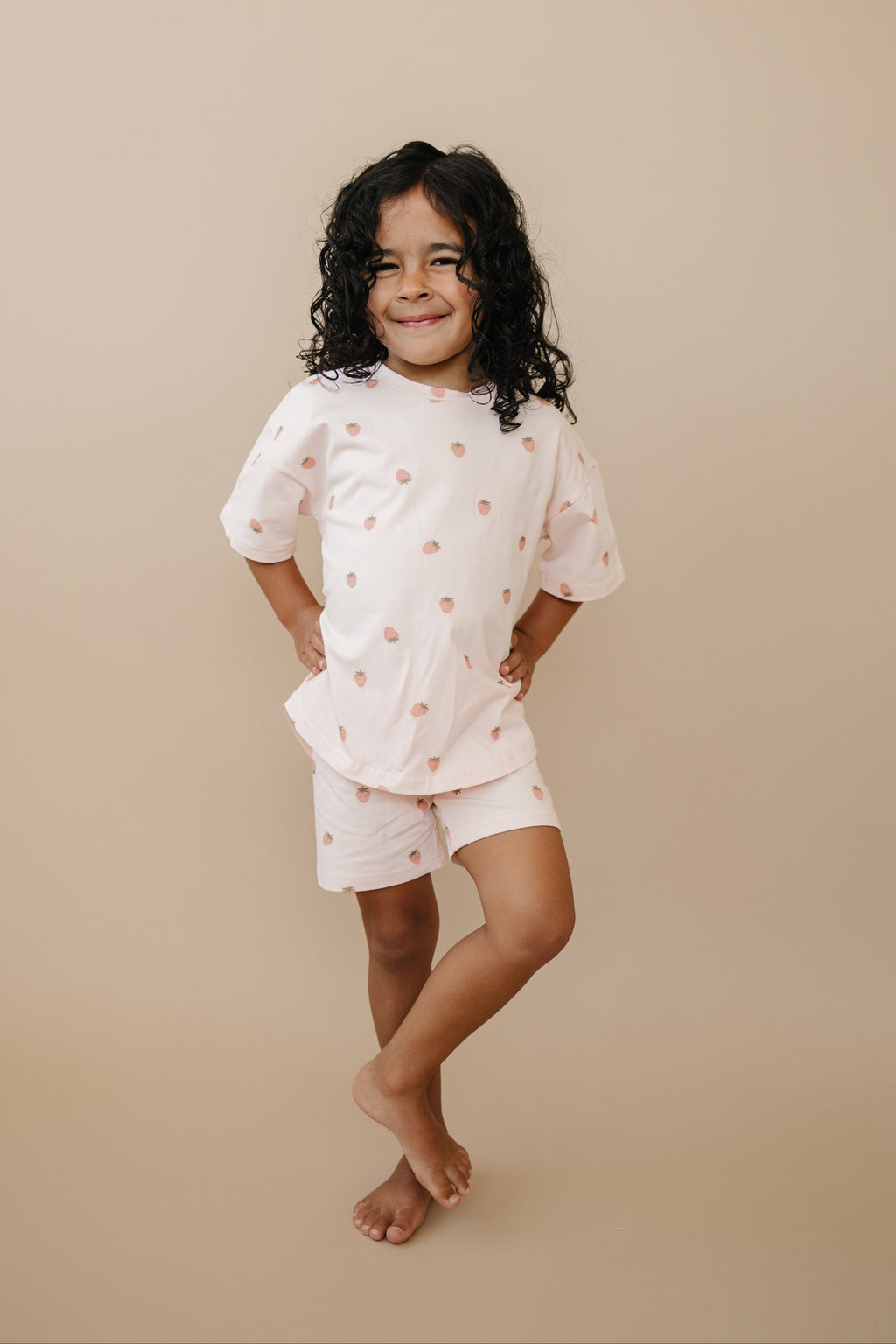 Organic Cotton Strawberry Print Shorts Set Toddler / Kids
