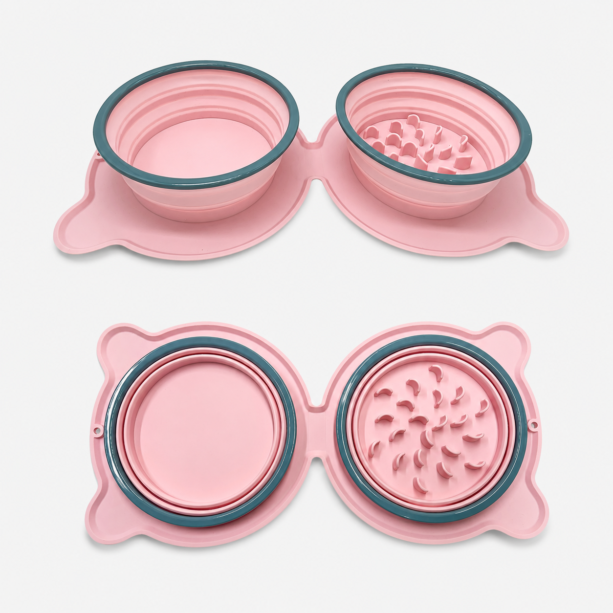 Collapsible Travel Double Pet Bowl