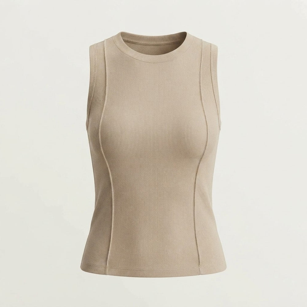 Ribbed Crew Neck Tank Top