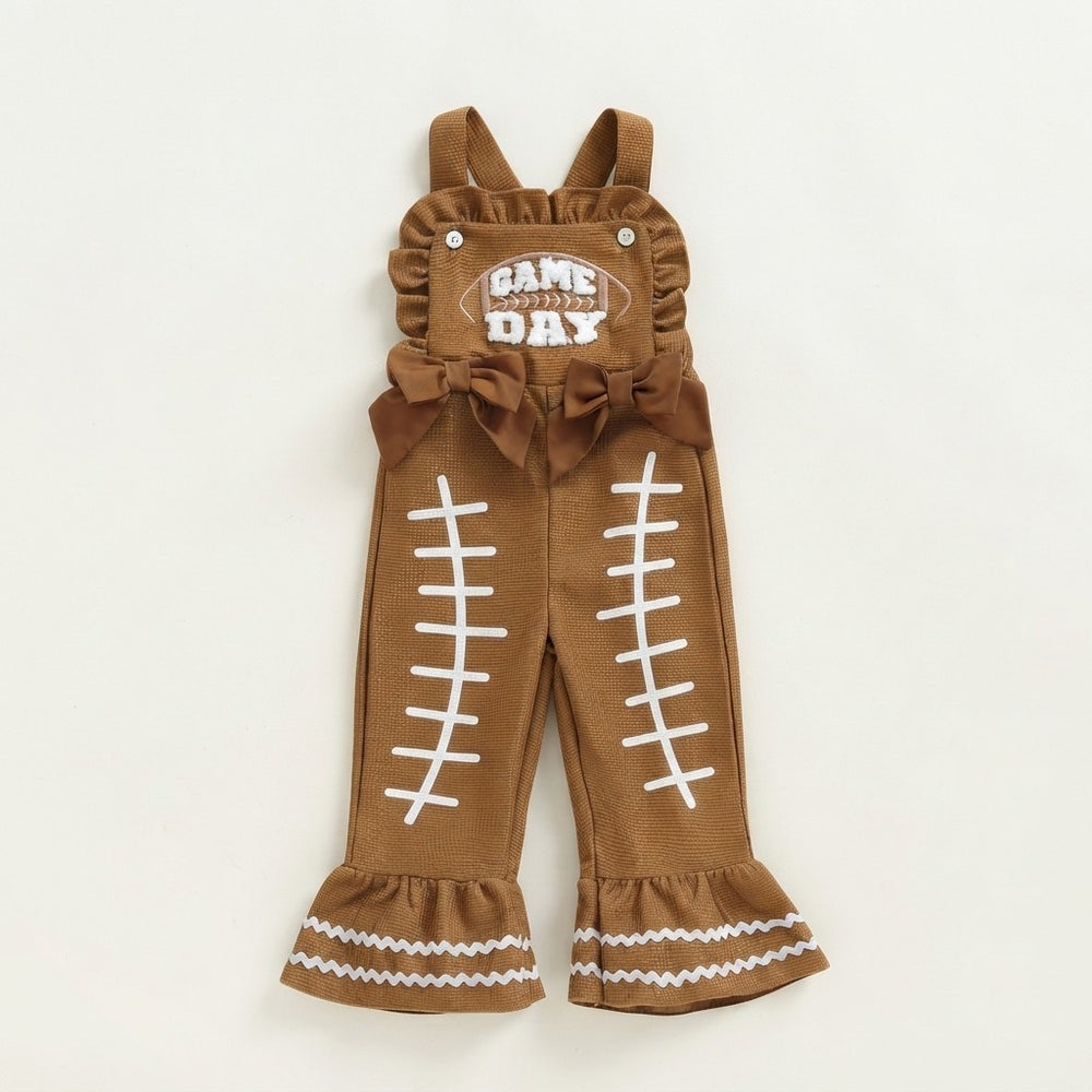 Football Embroidery Flared Romper