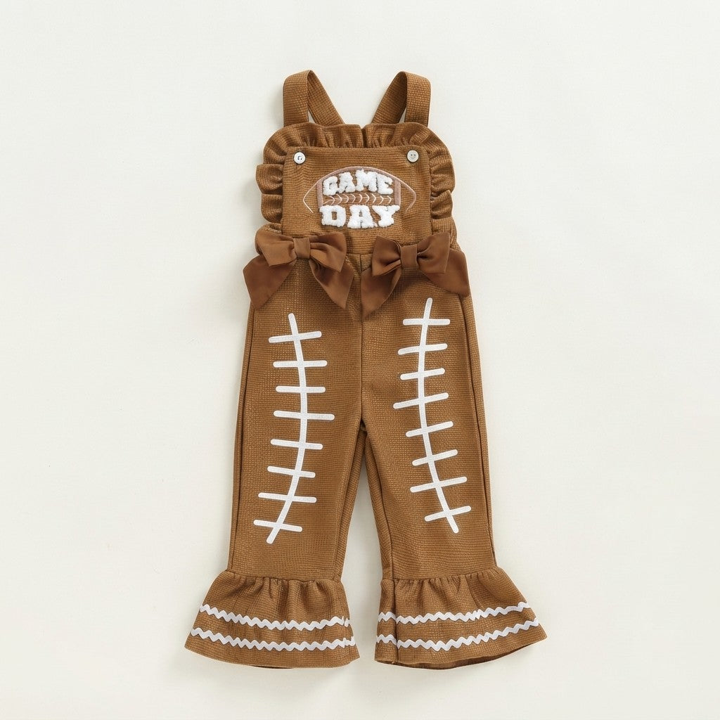 Football Embroidery Flared Romper